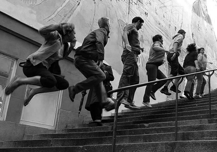 Jump collectif dans l'escalier